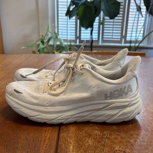 Hoka Cream Athletic Sneakers